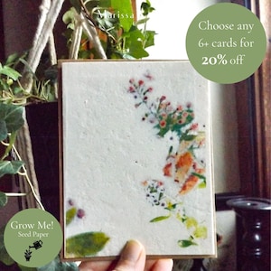 Hand Drawn Plantable Greeting Cards, Wildflower Seed Paper, Eco Friendly Gift with Envelope, MZ1