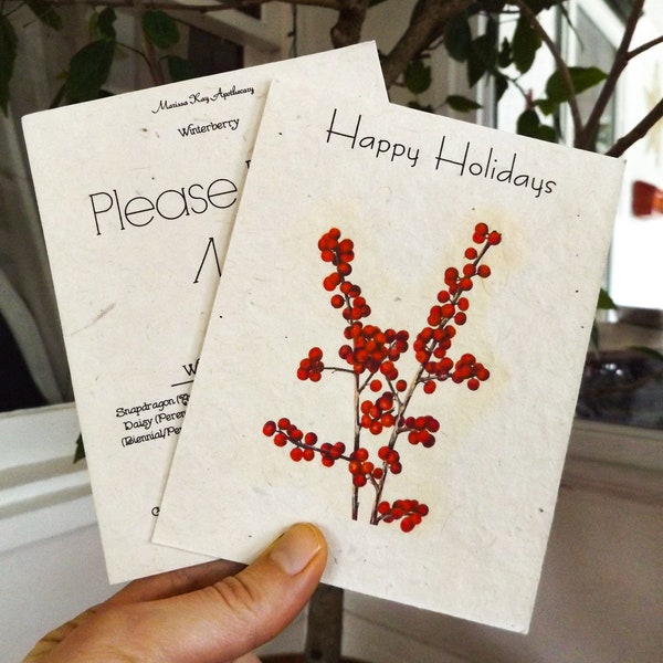 Happy Holidays Seed Card || Postcard Style With Envelopes || Eco-Friendly || Supporting Women In Nepal || Winterberry