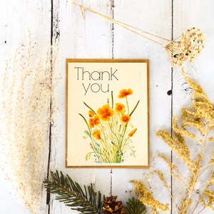 Tarjetas de semillas de agradecimiento // Papel de semillas de flores silvestres plantable de 100 quilates / Ecológico // Apoyando a las mujeres en Nepal // Amapola mexicana