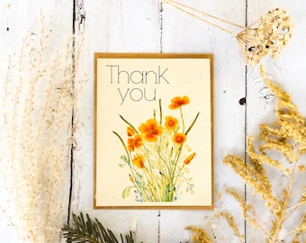 Thank You Seed Cards || 100ct Plantable Wildflower Seed Paper | Eco-Friendly || Supporting Women In Nepal || Mexican Poppy