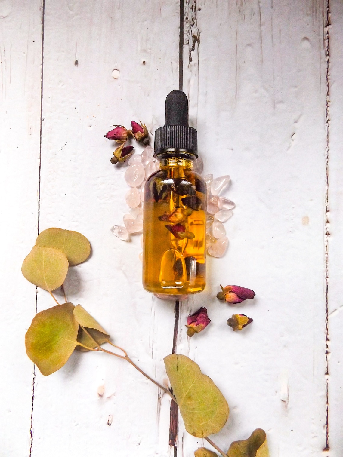 Rosebud Infused Oil Rose Quartz Crystal Olive Fruit Oil Etsy