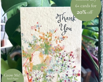 Biglietti di ringraziamento piantabili, carta con semi di fiori selvatici, TY3