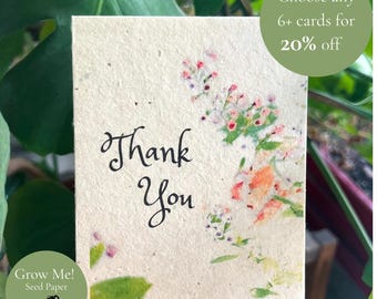 Tarjetas de agradecimiento plantables, papel con semillas de flores silvestres, regalo ecológico con sobres, TY5