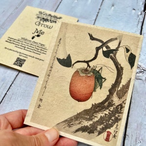 Plantable Wildflower Seed Card Ancient Japanese Print Eco-Friendly image 1