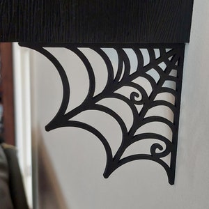 Pair of Gothic Spooky Halloween Wooden MDF Spider Webs Decoration Door Window Corners