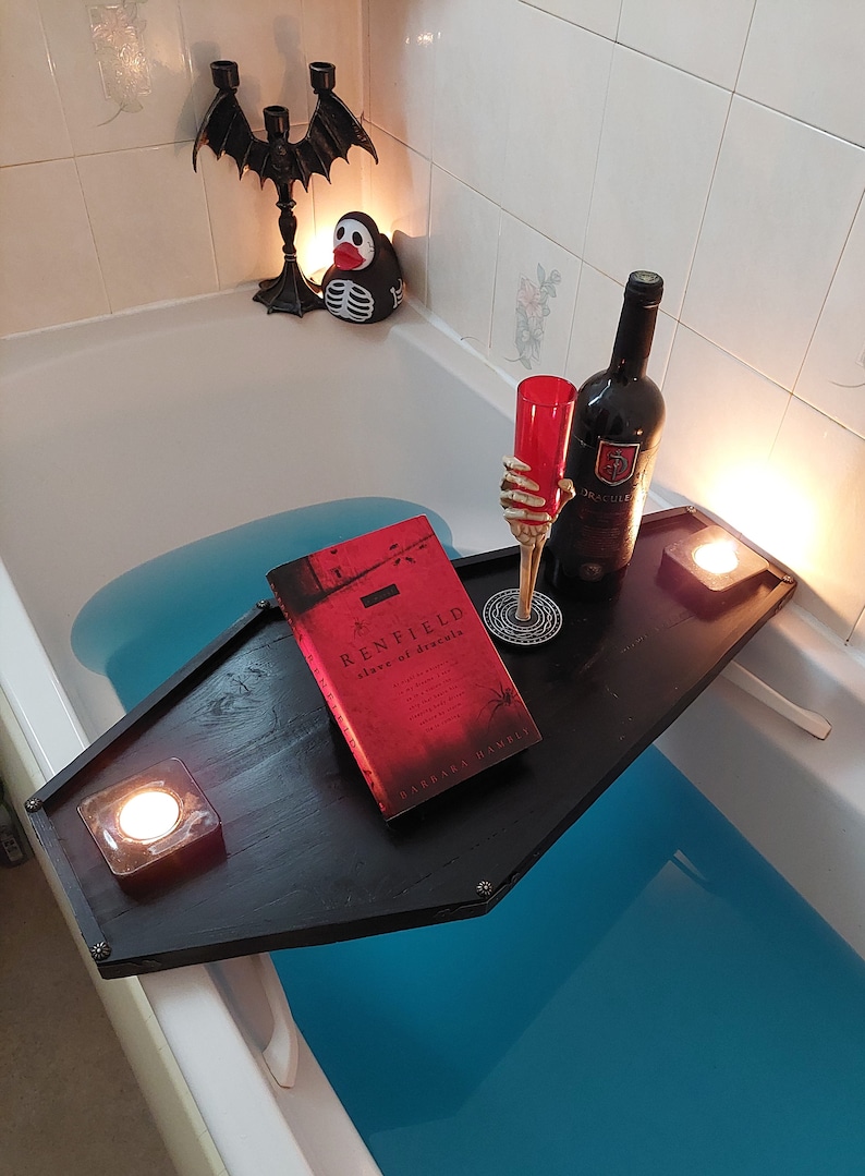 Gothic Vampire Coffin Bath Tray Caddy With Book Tablet Stand | Etsy