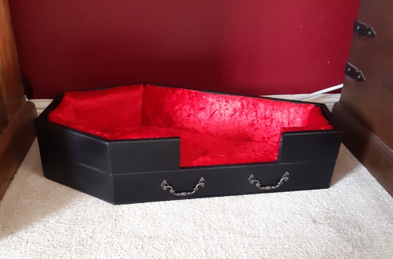 Gothic Vampire Coffin Shaped Dog Cat Pet Bed With Velvet Lined Etsy