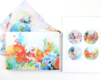 Set of 4 Artist Steph Joy Hogan Blank Greeting Cards Mystic Lake YMCA Camp