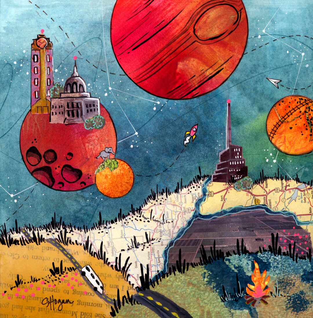 Outer Space Landscape Art Print: Lansing Michigan Sci-fi Decor - Etsy