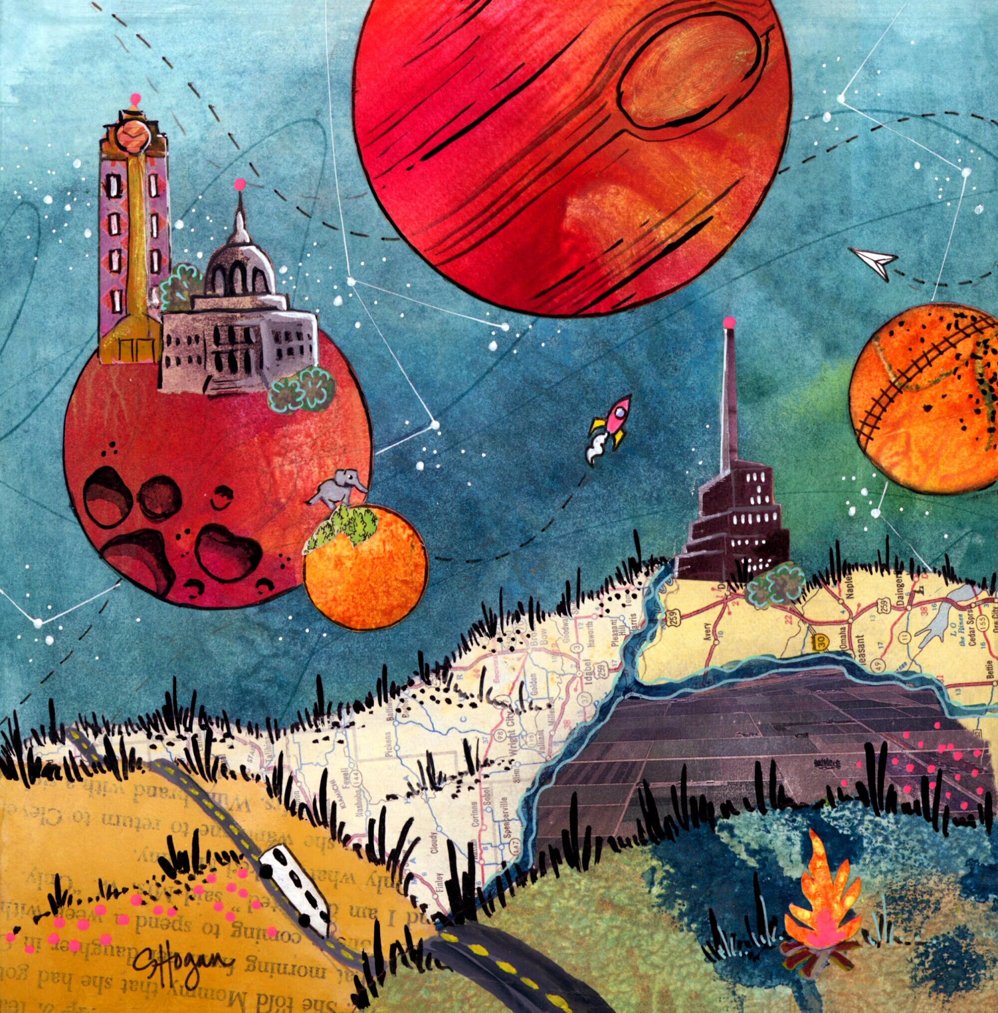 Outer Space Landscape Art Print: Lansing Michigan Sci-fi Decor - Etsy