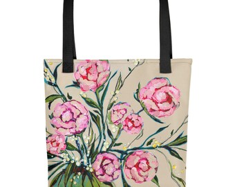 Floral Library Book Bag, Grocery Shopping Tote, Spring Flowers, Project Bag, Steph Joy Hogan