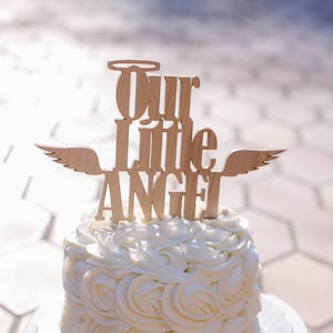 Our Little Angel Cake Topper - Angel Baby party Topper -  Kids birthday Cake Topper - First birthday Cake Topper - Angel Children&#39;s party