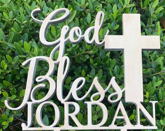 God Bless Cake Topper: Laser Cut Baptism Decor