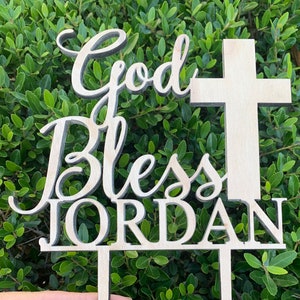 God Bless Cake Topper: Laser Cut Baptism Decor