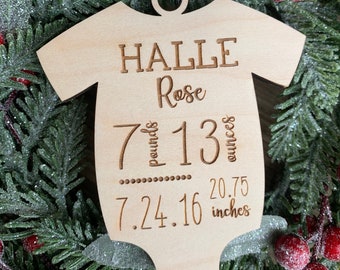 Baby Stats Christmas Ornament - Baby’s First Christmas Ornament  -Onesie Ornament - Baby Ornament - Baby Info Ornament - Birth Announcement
