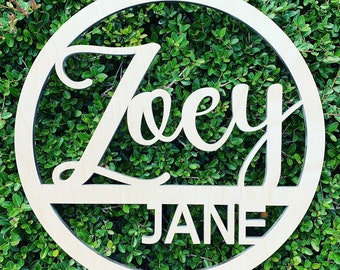 Custom Wooden Name Sign - Circle Nursery Decor