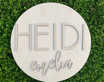 Unfinished Round Wood Name Sign Kit: First & Middle Name, Nursery Decor