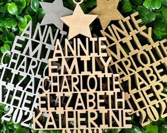 Family Christmas Ornament - Christmas Tree Ornament with Family Names - Christmas Tree Name Ornament - 2024 - Christmas in July Sale