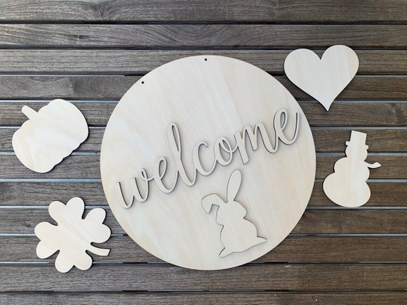 DIY Welcome Sign Kit – Unfinished Birch Wood, Craft Project