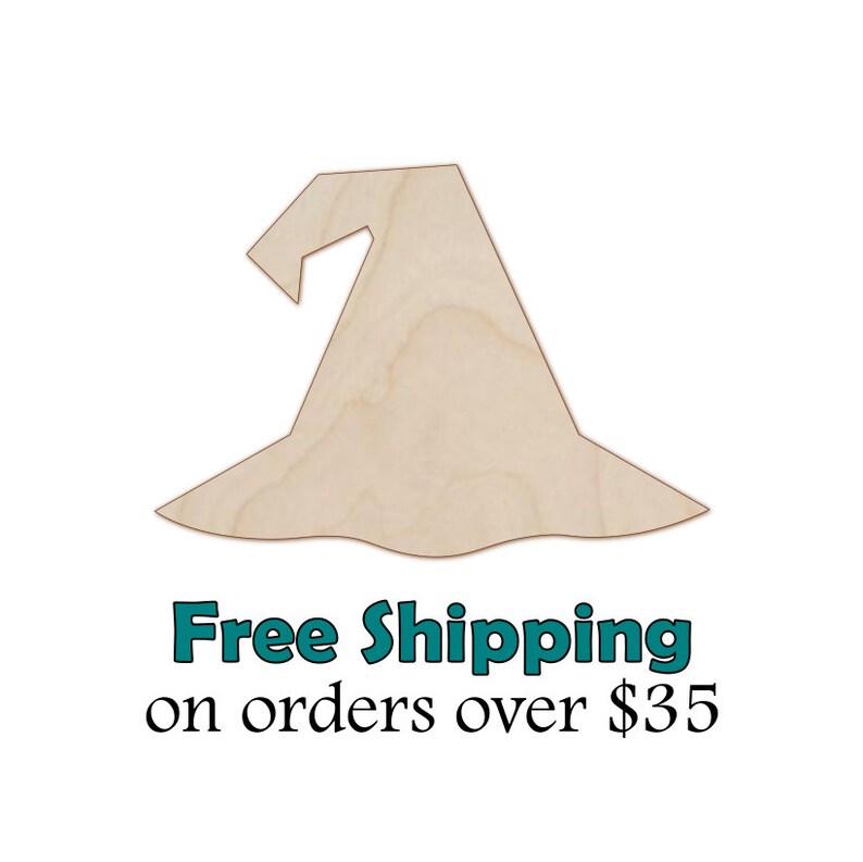 Laser Cut Unfinished Wooden Witch Hat Shape Wood Fall Cutout Natural Wood Witch Hat Cut Out DIY Craft Shape Witch Hat Wood Cutout