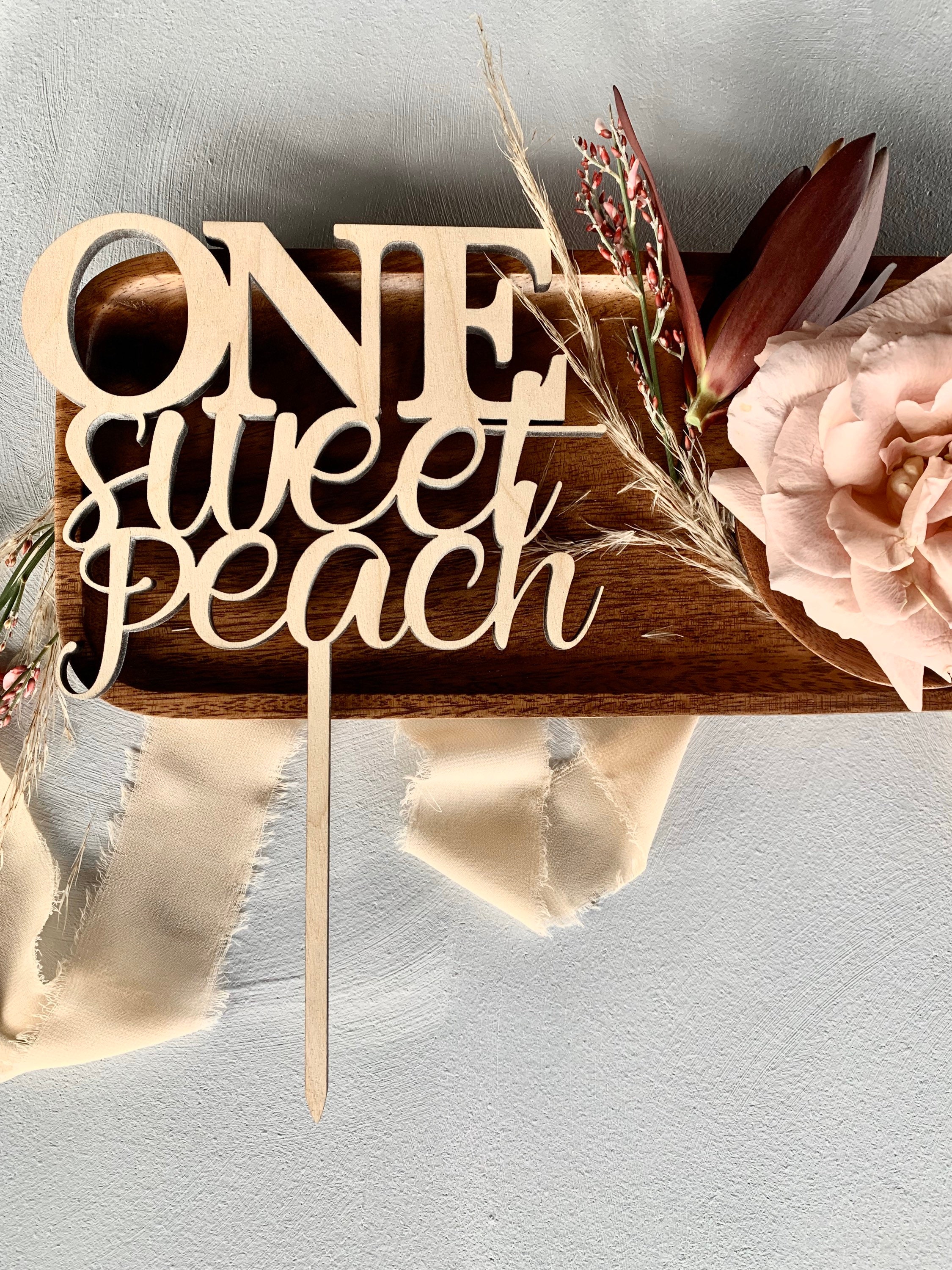One Sweet Peach Cake Topper - Peach Cake Topper – first birthday Cake Topper - Unfinished Wood peach Cake Topper – Georgia peach- SVG file