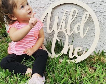 Wild One Sign - Birch Wood First Birthday Photo Prop