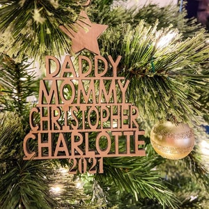 Family Christmas Ornament Christmas Tree Ornament with Family Names Christmas Tree Name Ornament 2024 Christmas in July Sale image 6