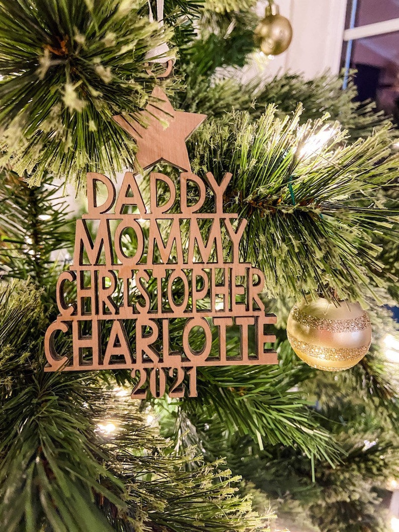 Family Christmas Ornament Christmas Tree Ornament with Family Names Christmas Tree Name Ornament 2024 Christmas in July Sale image 6