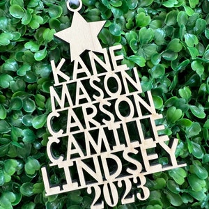 Family Christmas Ornament Christmas Tree Ornament with Family Names Christmas Tree Name Ornament 2024 Christmas in July Sale image 2