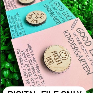 Back to School Cut File - Back to School Pocket Hug File - Wish Coin - Hug Coin - Pocket - Kindergarten Nerves