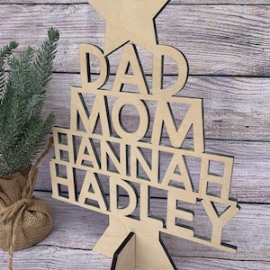 Christmas Tree Name Sign - Custom Christmas Tree Sign - Family Christmas Tree - Christmas Gift - Family Names - Xmas Decor - UNFINISHED