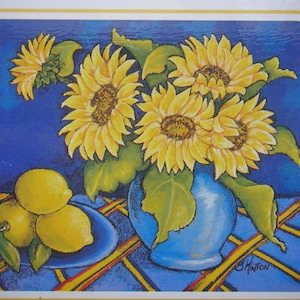 Vintage Six Coasters in Box JASON  Brand - ALLEGRO- , Sunflowers and Lemons