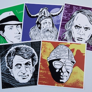 AVANT-GARDE COMPOSERS - Set of 5 Mini-Poster Cards (Sun Ra, Iannis Xenakis, Meredith Monk, Karlheinz Stockhausen, Moondog)