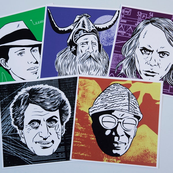 AVANT-GARDE COMPOSERS - Set of 5 Mini-Poster Cards (Sun Ra, Iannis Xenakis, Meredith Monk, Karlheinz Stockhausen, Moondog)