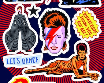 DAVID BOWIE A5 Vinyl Aufkleber Bogen