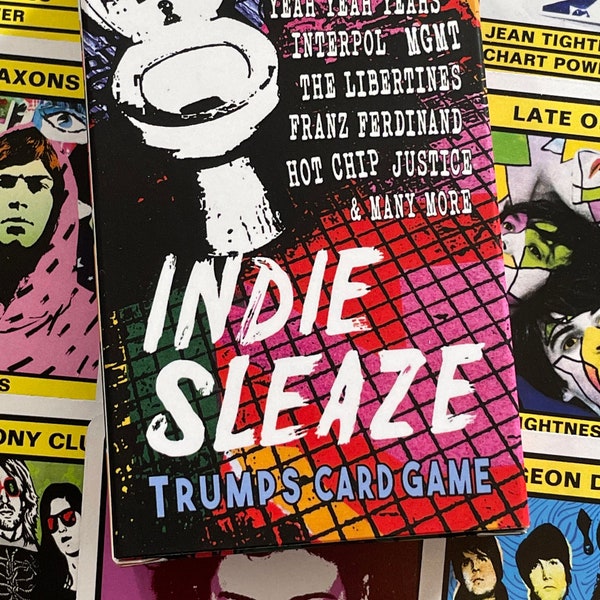 INDIE SLEAZE Trumps Card Game (LCD Sound System, The Strokes, Arctic Monkeys, Yeah Yeah Yeahs, Interpol, Libertines, Hot Chip, mgmt)