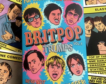 BRITPOP TRUMPS Card Game Vol.1 (30 britpop bands inc. Blur, Oasis, Suede, Pulp, Elastica, Auteurs, Sleeper and many more)