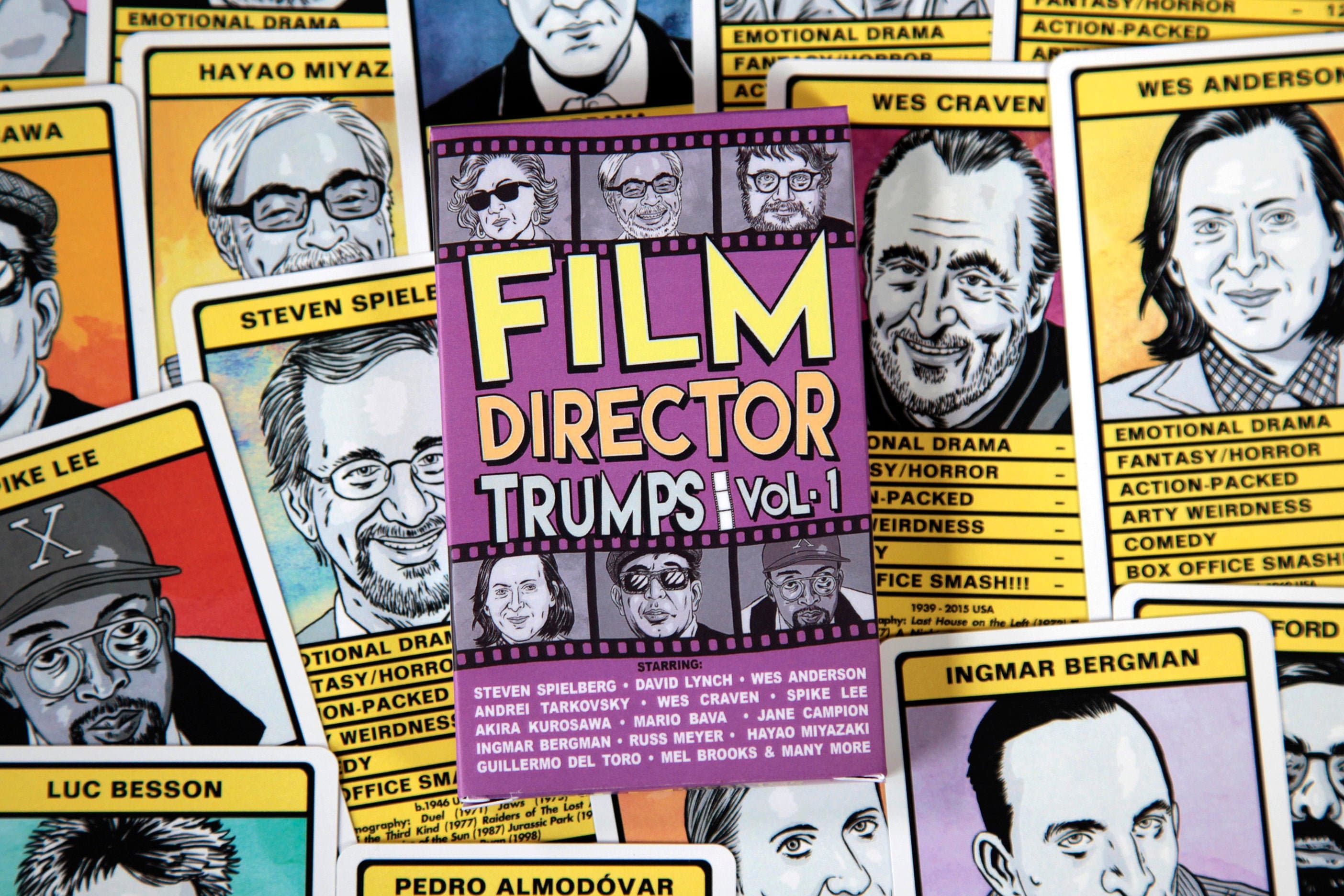 Film Director Trumps Vol.1 Card Game (Spielberg, David Lynch, Kurosawa, Tarkovsky, Wes Anderson, Bergman, Spike Lee, Wes Craven, Miyazaki)