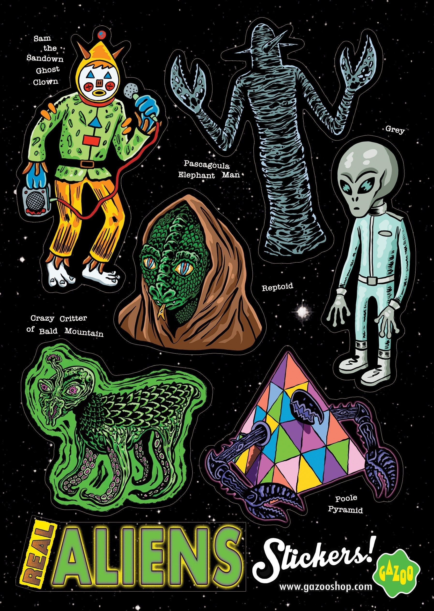 REAL ALIENS A5 Vinyl Sticker Sheet - SET A - Etsy Finland