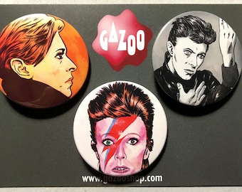 DAVID BOWIE - Set of 3 Pin Badges (1.5"/38mm)