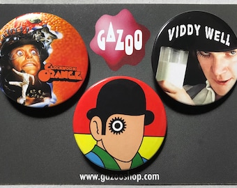 CLOCKWORK ORANGE - Set of 3 Pin Badges (1.5"/38mm) Stanley Kubrick