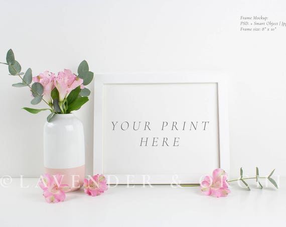 Styled Stock Photography Frame Mockup White Frame And Pink