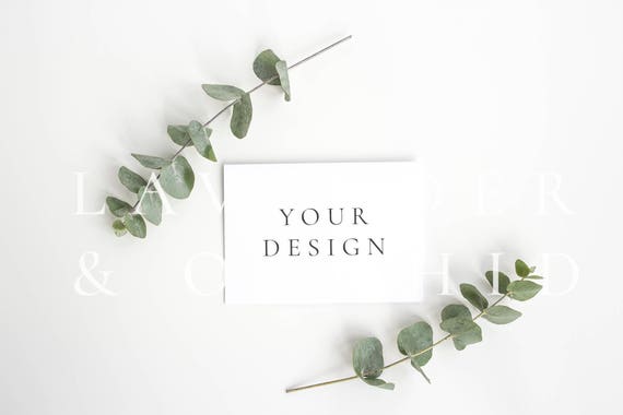 White Card Mockups Styled Stock Photography 5x7 Invitation Mockups