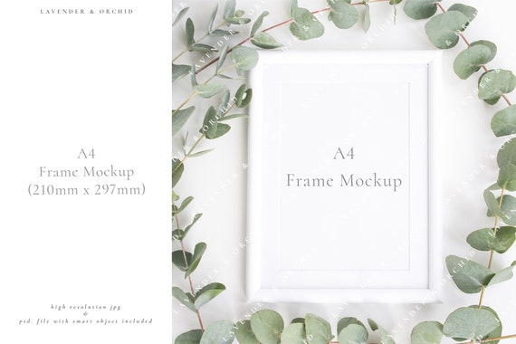 Styled Stock Photography Frame Mockup White Frame And Eucalyptus