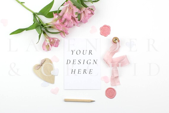Romantic Card Mockup Valentine Styled Stock Photo Romantic Style
