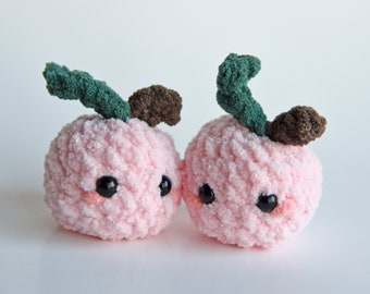 Crochet Peach Plushie (Small), Stuffed Animal, Amigurumi Plushie, Crochet Stuffed Animal, Crochet Plushie, Stuffed Play Food, Stress Toy