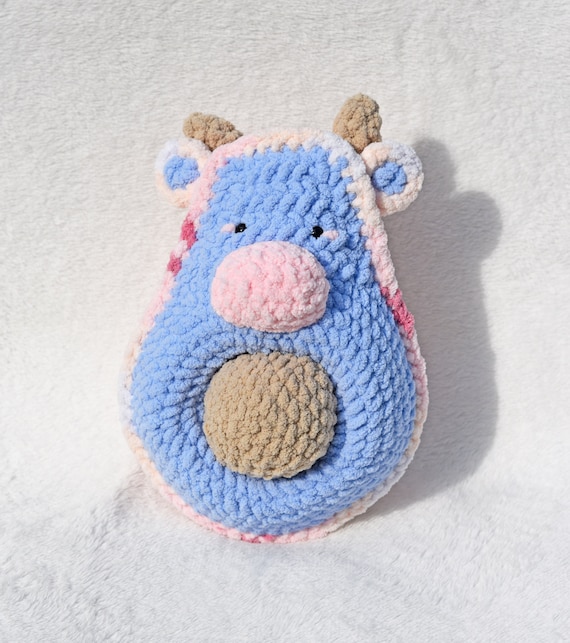 Crochet Avocowdo Plushie pink and Blue, Avocado Cow Plushie, Cow