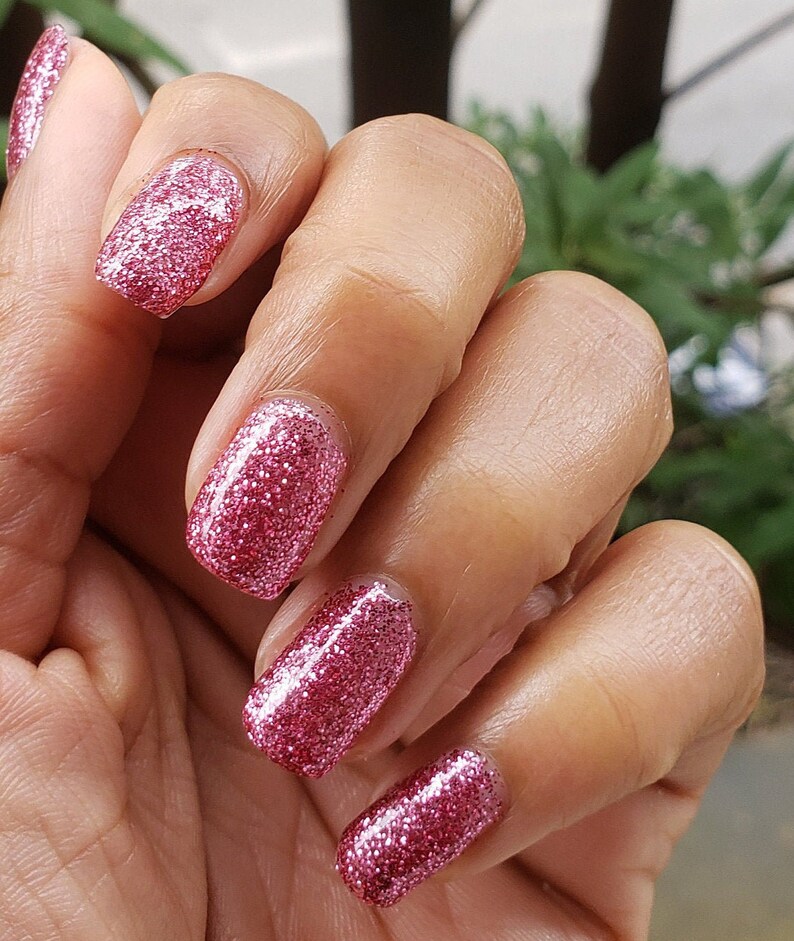 Pink Glitter Nail Polish Etsy