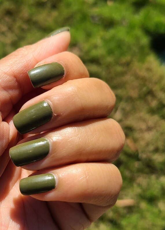 Olive green nail polish