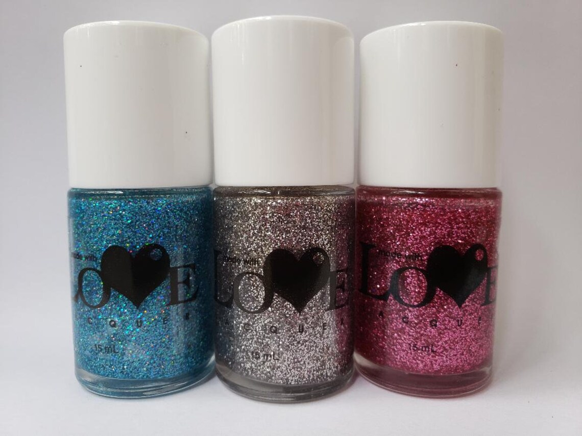 Pink Glitter Nail Polish - Etsy